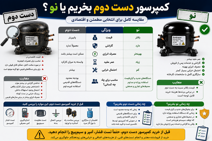 آیا کمپرسور یخچال قابل تعمیر است؟ بررسی موارد قابل تعمیر و زمان تعویض